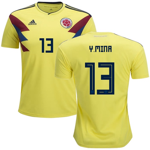 Colombia #13 Y.Mina Home Soccer Country Jersey